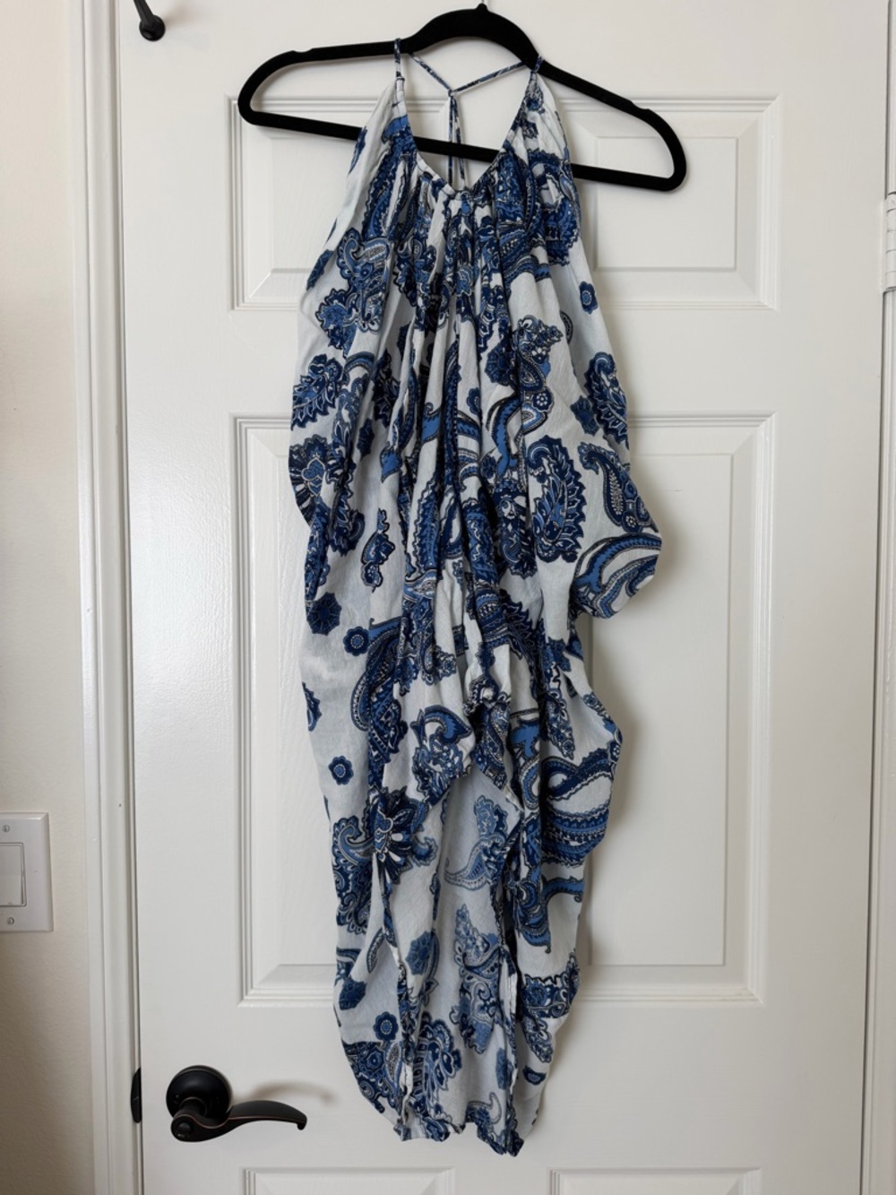 NWOT Mikoh White Maxi Dress with Blue Paisley Print